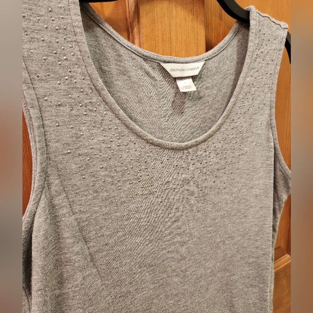 CHRISTOPHER & BANKS Studded Gray Tank Top Size L